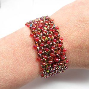 Handwoven Red Drop Bracelet
